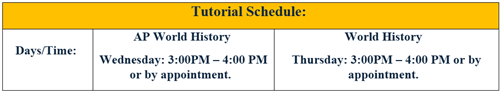 Tentative Tutorial Schedule